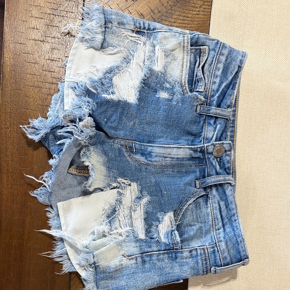 American Eagle Distressed Blue Denim Shorts